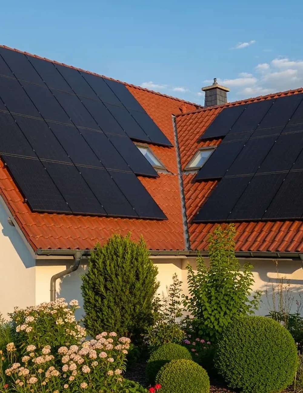 Photovoltaik-Anlage auf dem Dach eines Einfamilienhauses